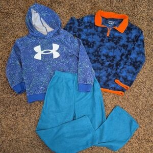 Lot of 3 Under Armour/Jumping Beans Blue, Green And Orange Hoodie/Shirt/PJ Pants